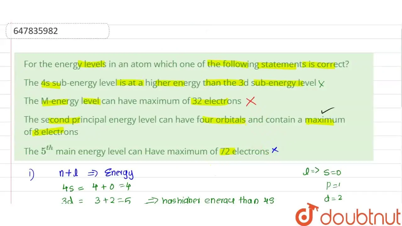 [Malayalam] The second principal energy level can have four orbitals a