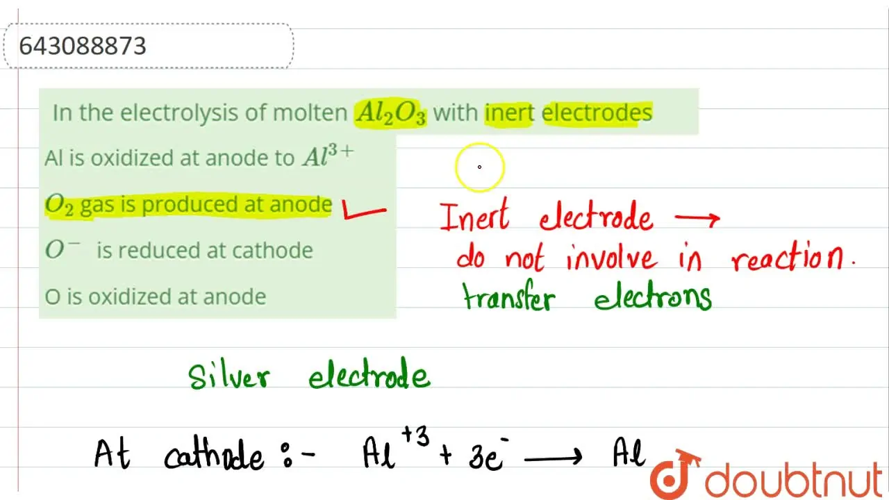 [Marathi] In the electrolysis of molten Al2O3 with inert electrodes