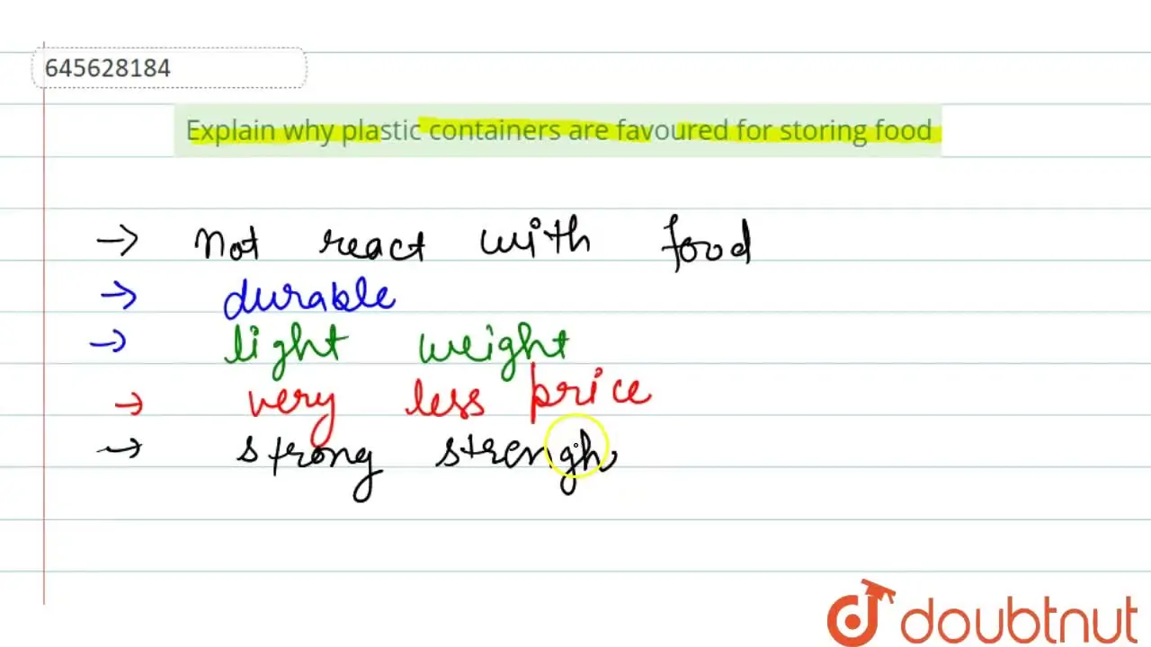 [Punjabi] Explain why plastic containers are favoured for storing food