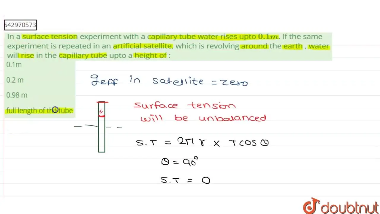 [Marathi] In a surface tension experiment with a capillary tube water