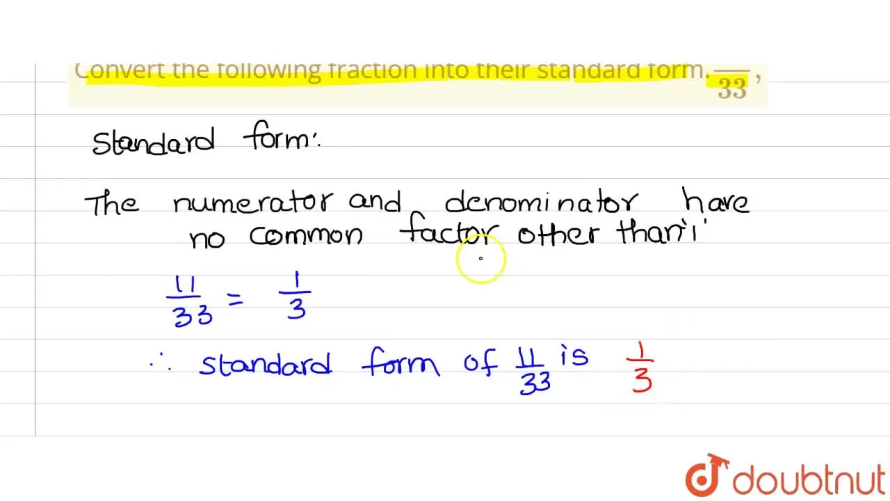 Fraction in standard clearance form