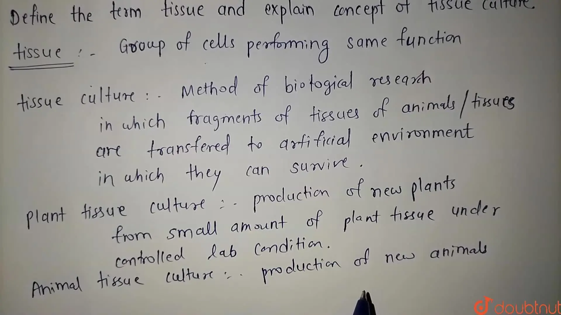 [Marathi Solution] Define the term tissue and explain the concept of t