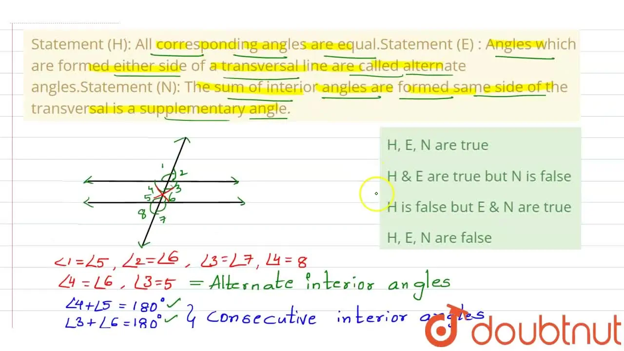 [Telugu] Statement (H) All corresponding angles are equal.Statement
