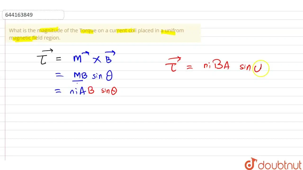 [Odia] What is the magnitude of the Torque on a current coil placed in