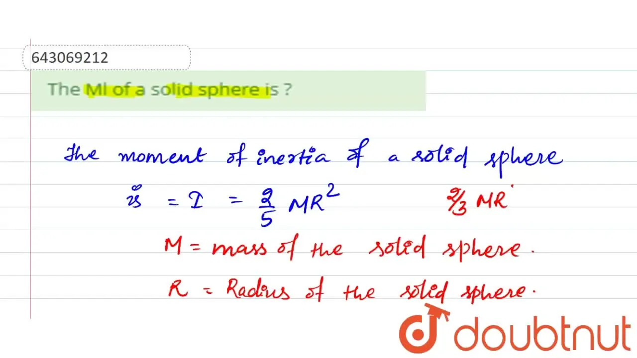[Odia] The Ml of a solid sphere is