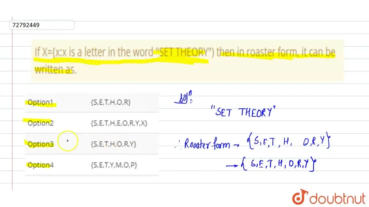 If X={xx is a letter in the word "SET THEORY") then in roaster form