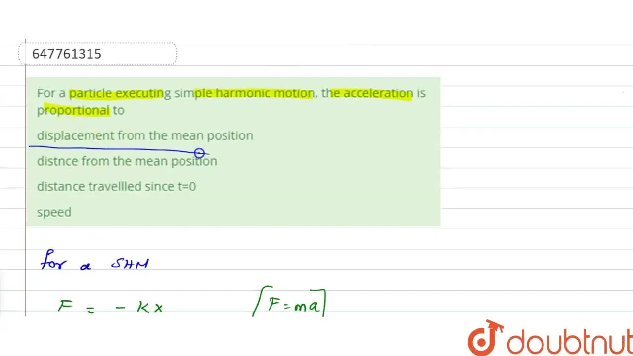 [Tamil] For a particle executing simple harmonic motion, the accelerat
