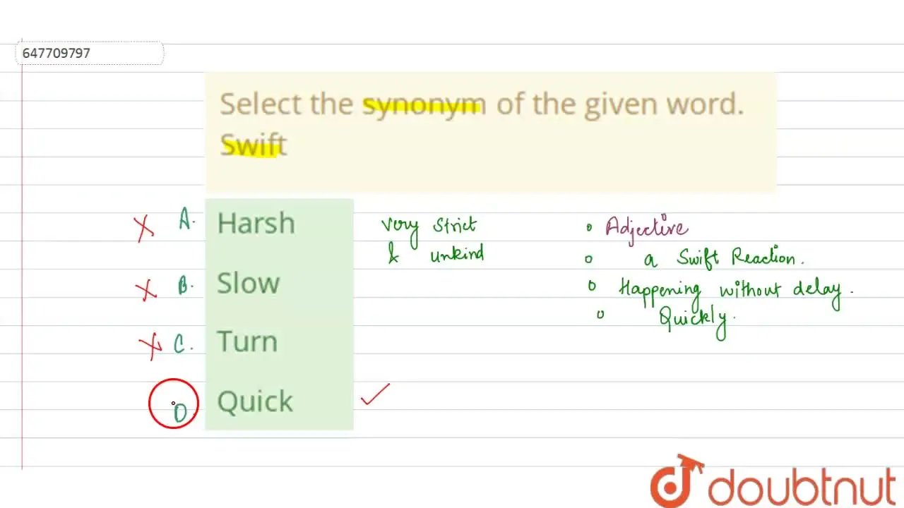 Select the synonym of the given word. Swift