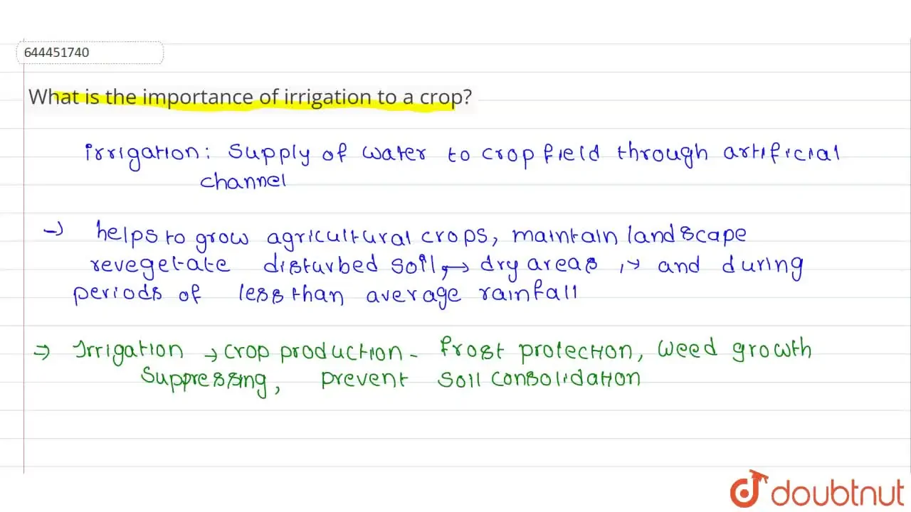 [Telugu Solution] What is the importance of irrigation to a crop?