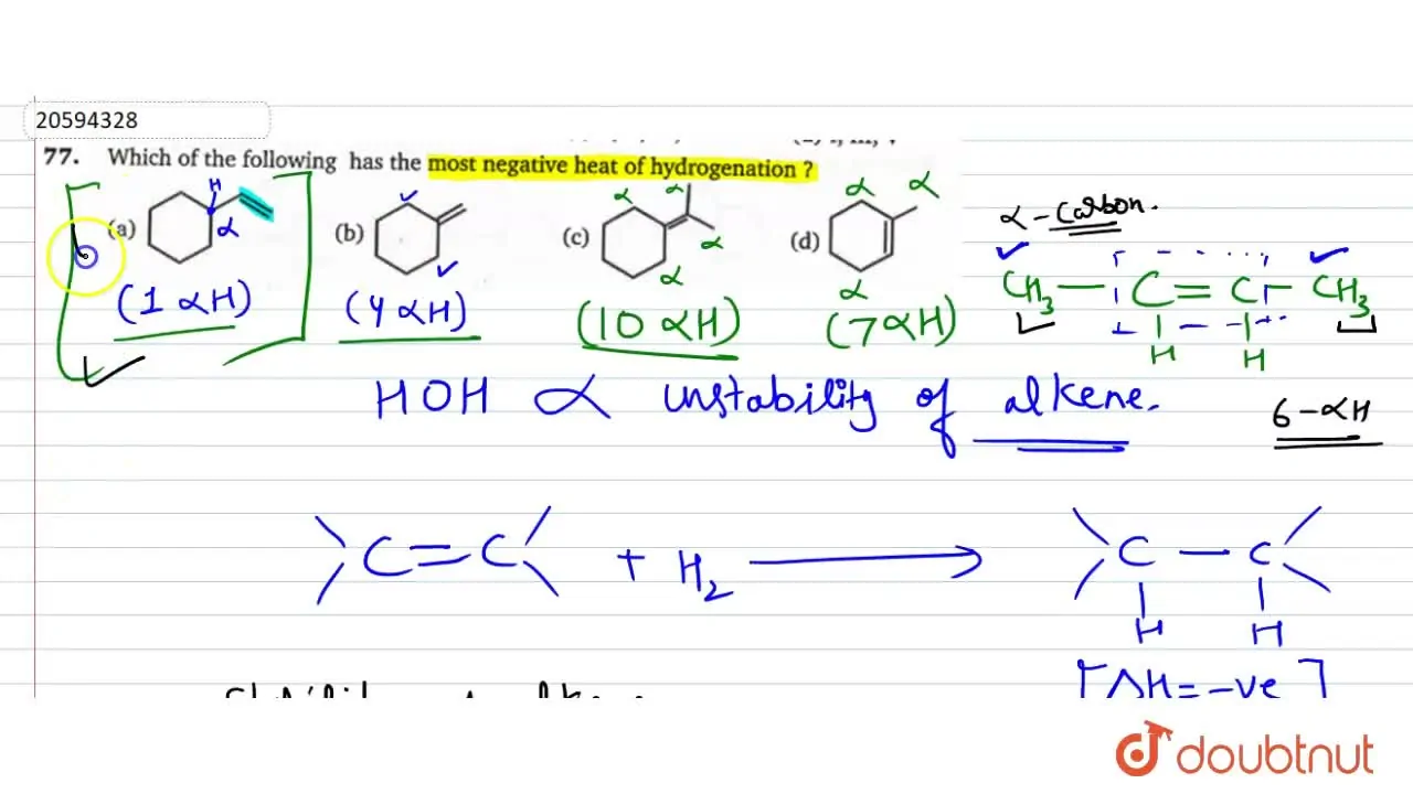 which-of-the-following-has-the-most-negative-heat-of-hydrogenation