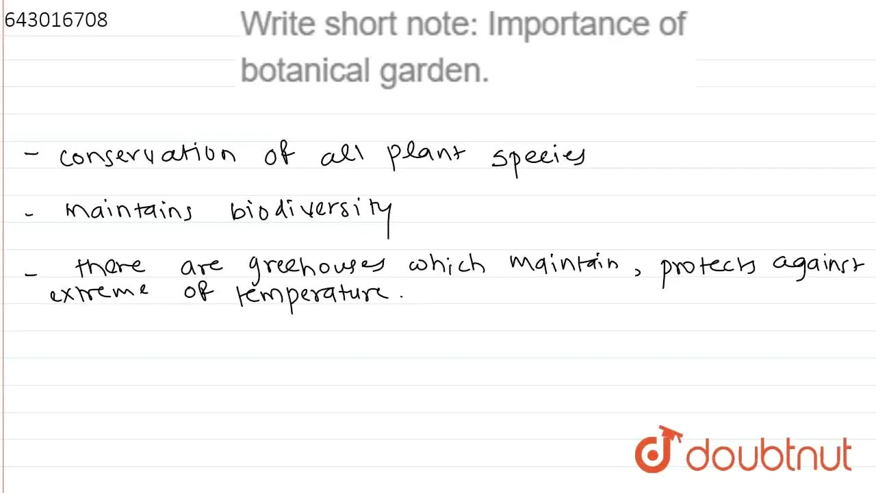 [Marathi Solution] Write short note Importance of botanical garden.