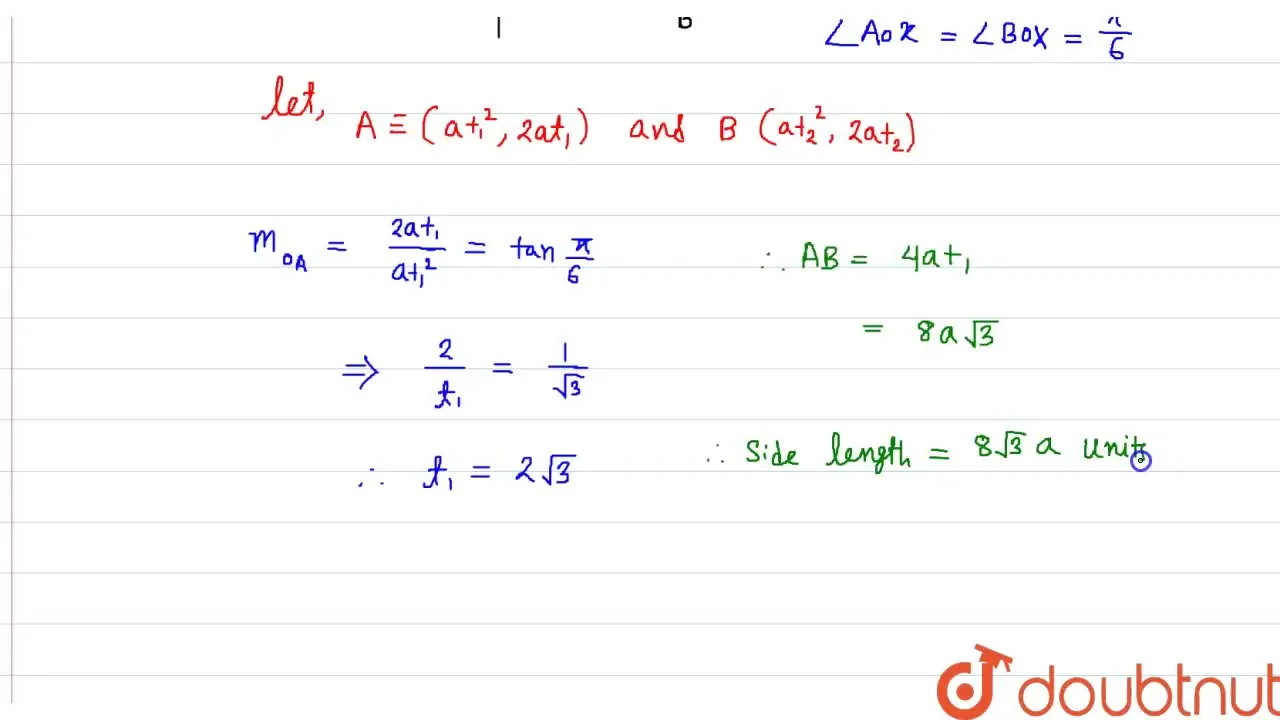 [Bengali] An equilateral triangle is inscribed in the parabola y^(2)=4