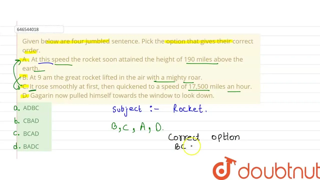 Given below are four jumbled sentence. Pick the option that gives thei