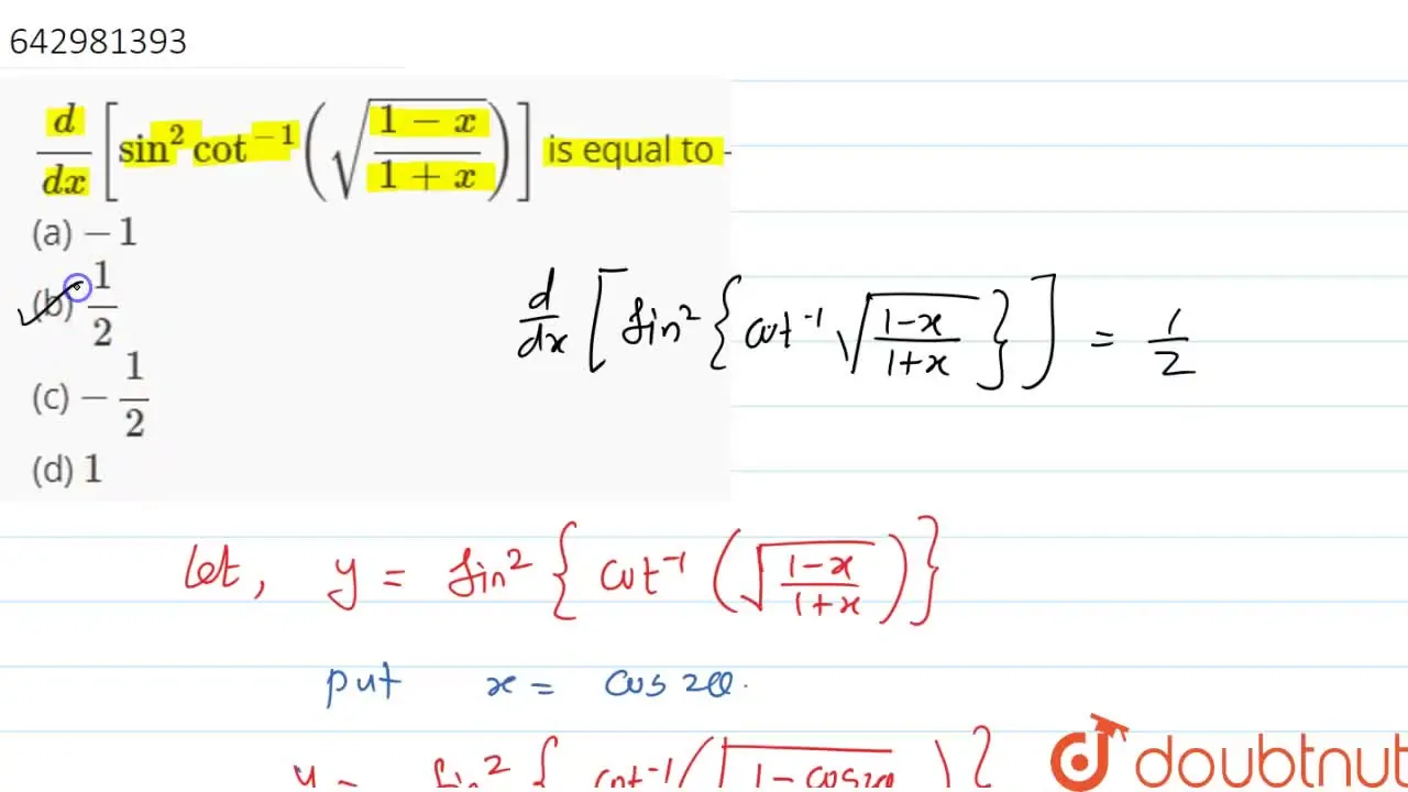 marathi-d-dx-sin-2-cot-1-sqrt-1-x-1-x-is-equal-to