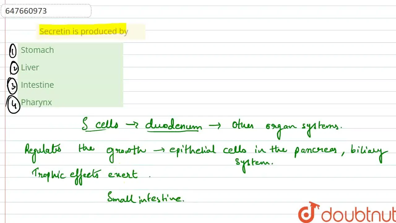 [bengali Solution] Secretin Is Produced By