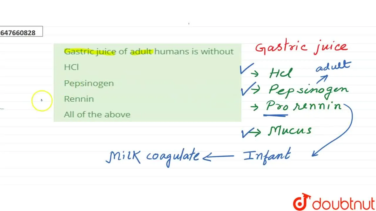 [Bengali Solution] Gastric juice of adult humans is without