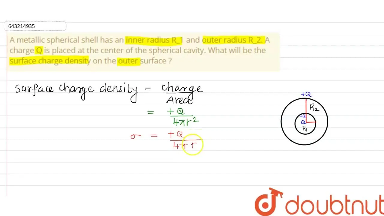 [Malayalam] A metallic spherical shell has an inner radius R1 and oute