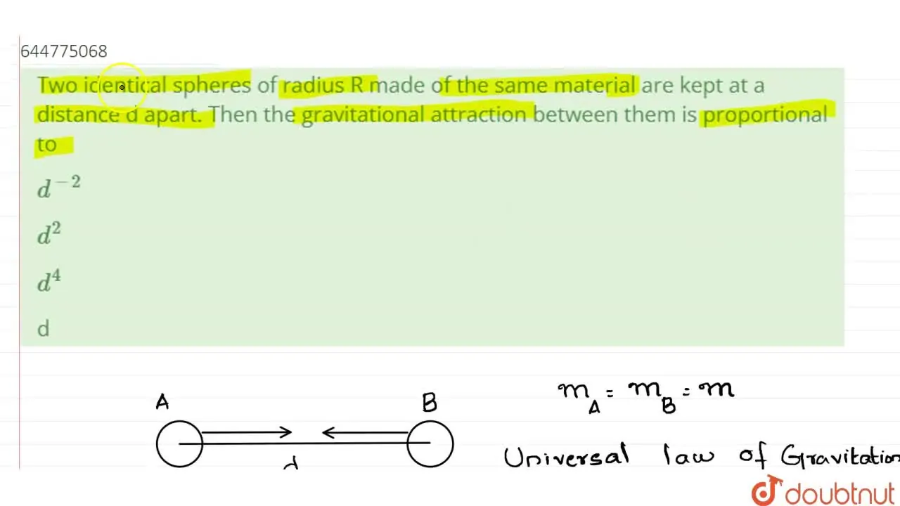 [Malayalam] Two identical spheres of radius R made of the same materia