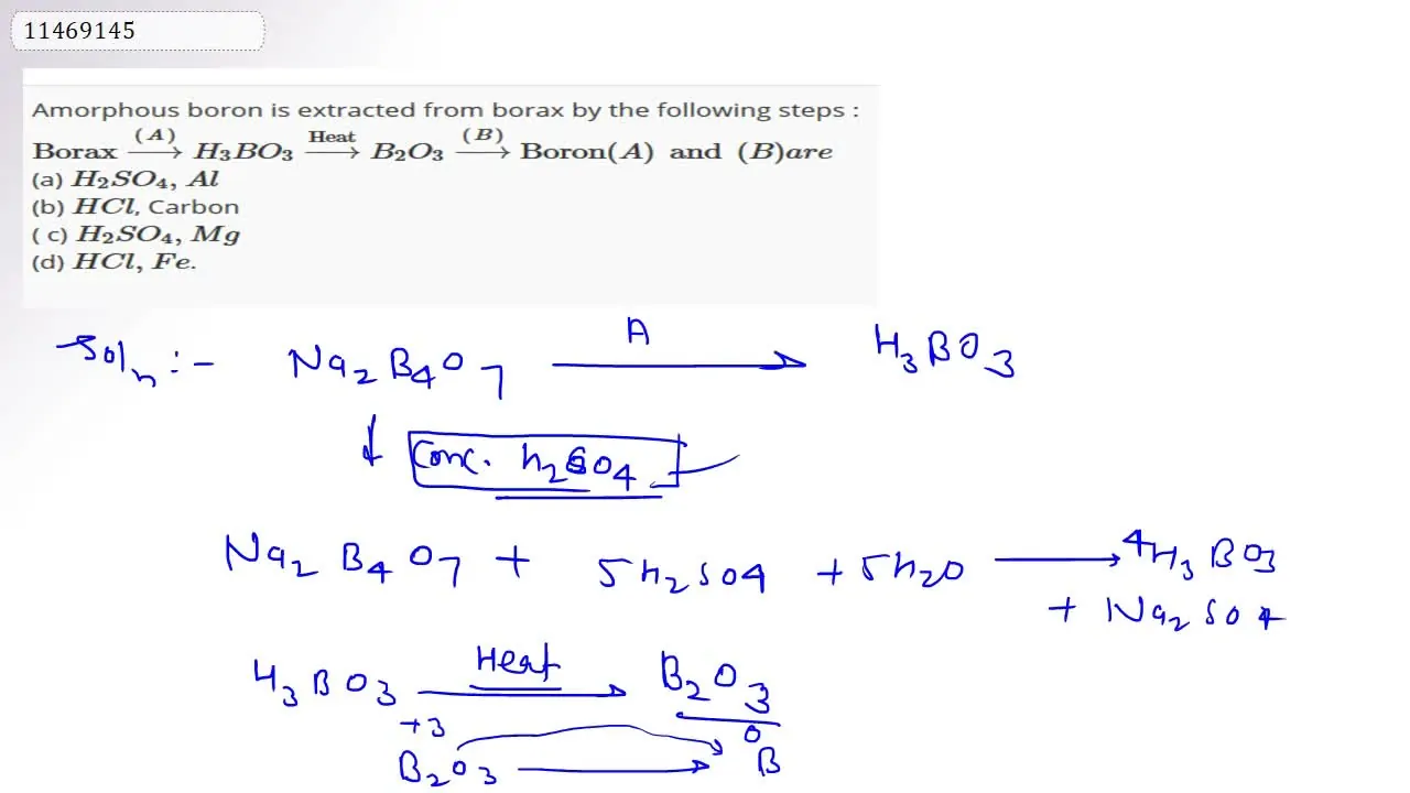 Amorphous boron is extracted from borax by the following steps "Bo