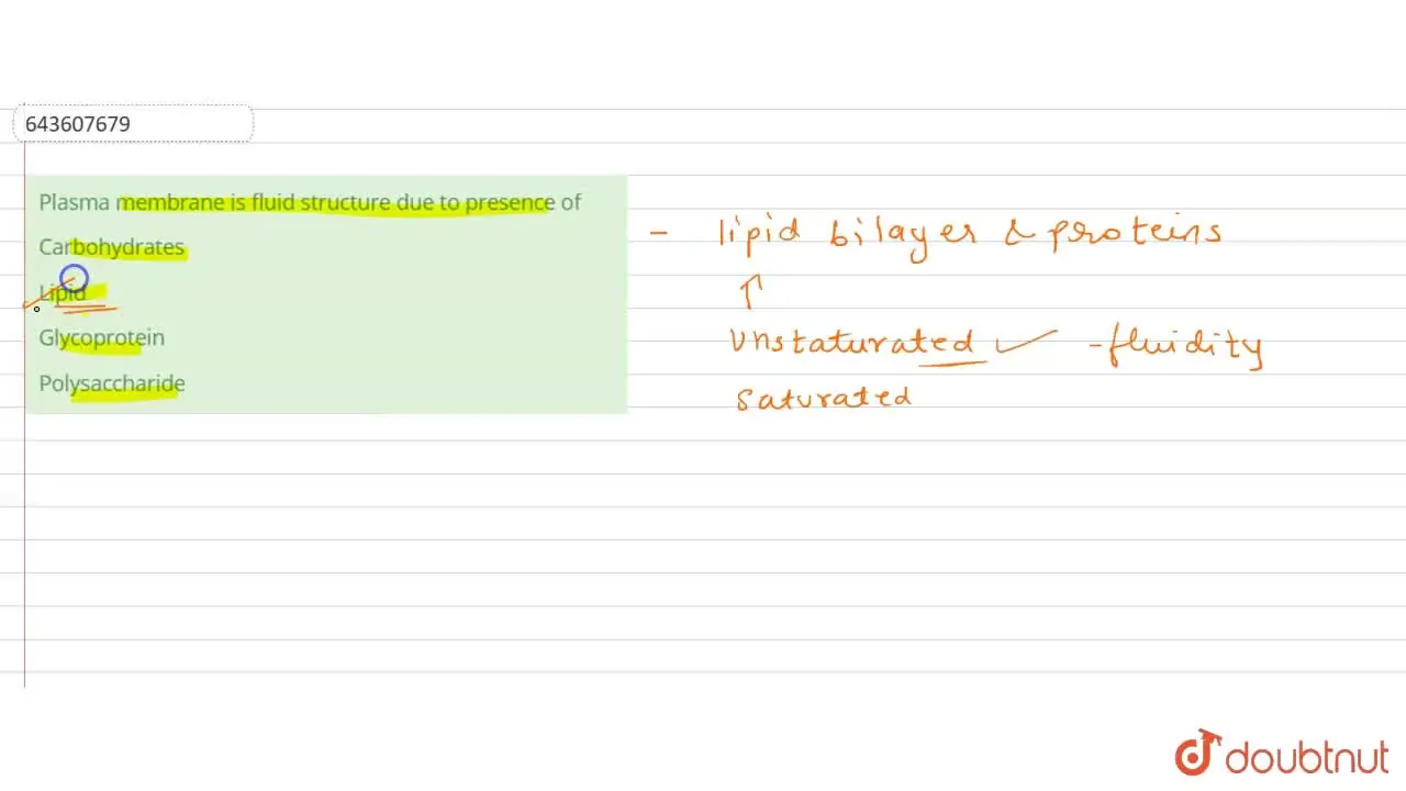 [Marathi Solution] Plasma membrane is fluid structure due to presence