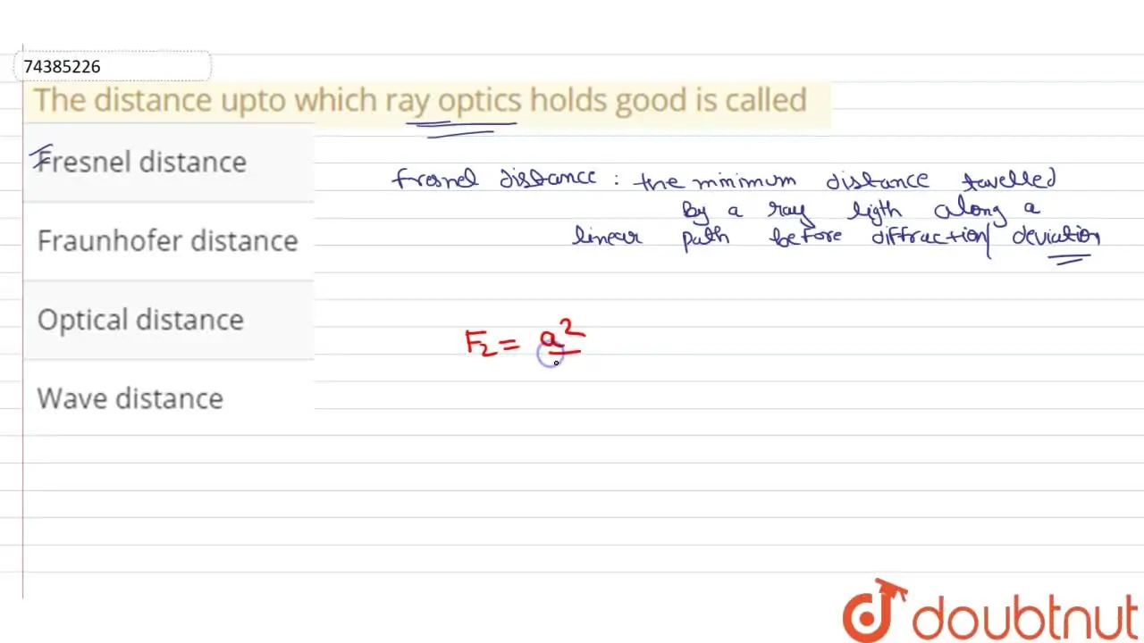 The distance upto which ray optics holds good is called