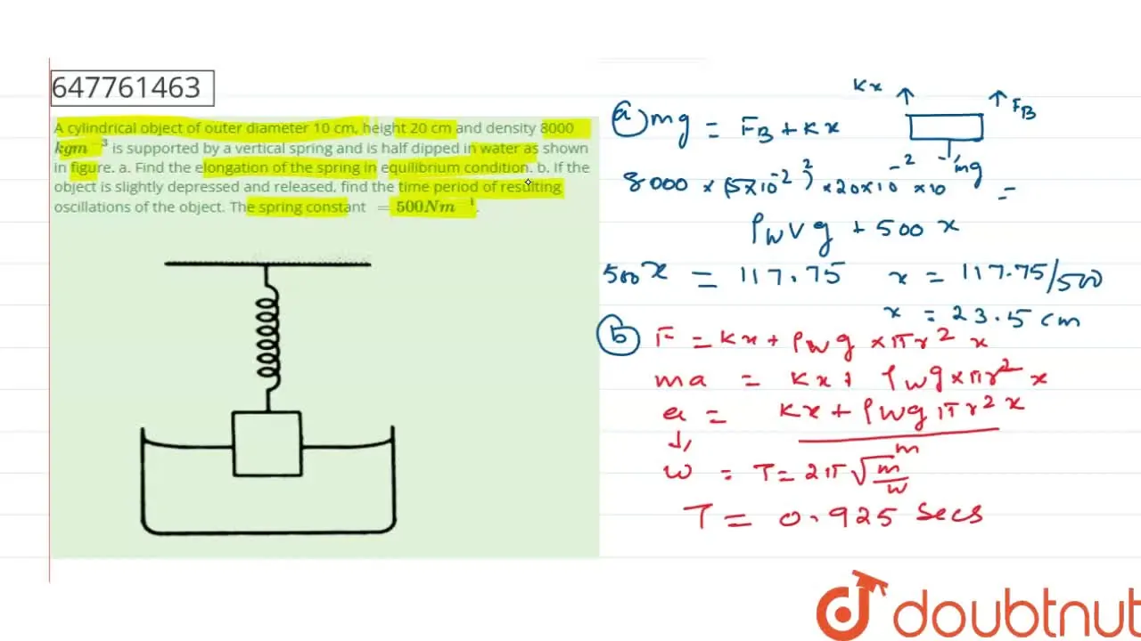[Tamil] A cylindrical object of outer diameter 10 cm, height 20 cm and