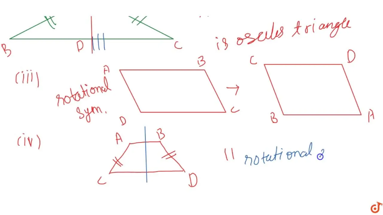Draw, wherever possible, a rough sketch of: (i) a triangle with both line  and rotational symmetries