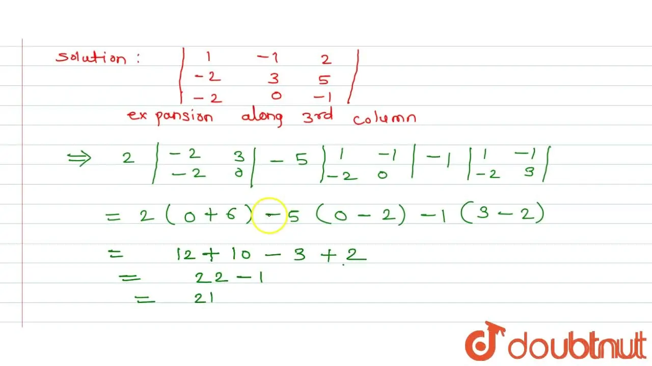 [Marathi] Find value of abs{(1, 1, 2),(2, 3, 5),(2, 0 , 1)} by