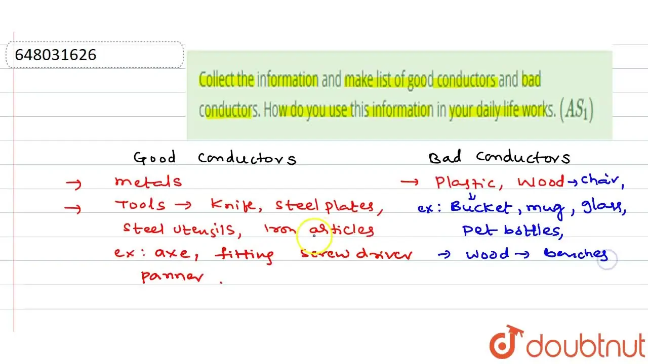 [Telugu] Collect the information and make list of good conductors and
