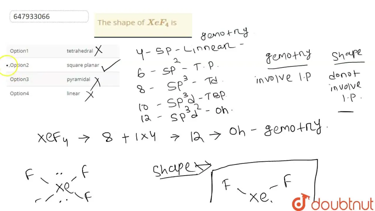 The shape of XeF(4) is