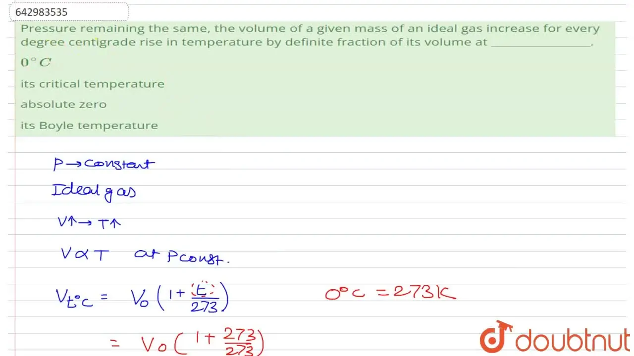 [Marathi] Pressure remaining the same, the volume of a given mass of a