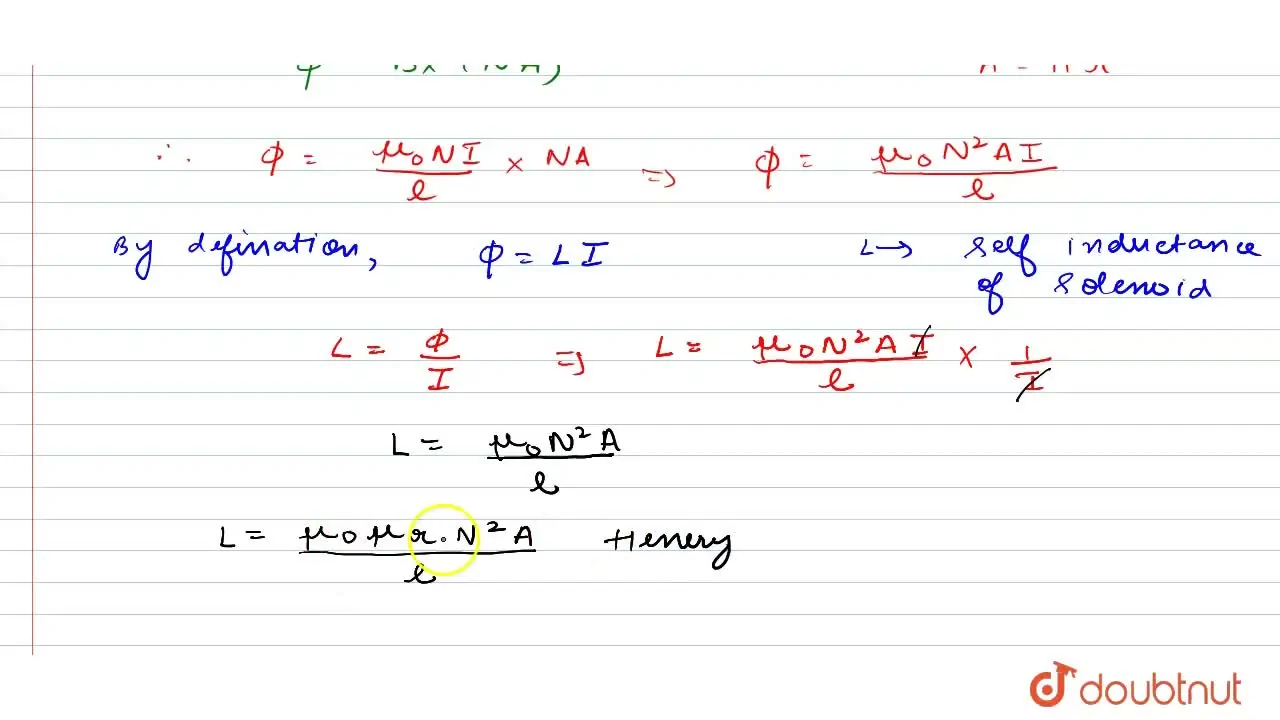 [Punjabi] Derive expression for self inductance for a solenoid.