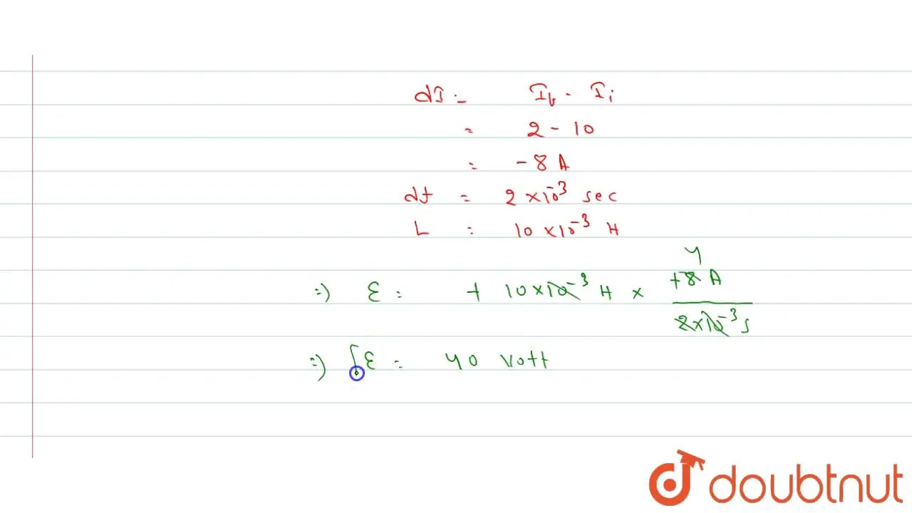 [Odia] The current flowig through an inductor drops from 10A to 2A in