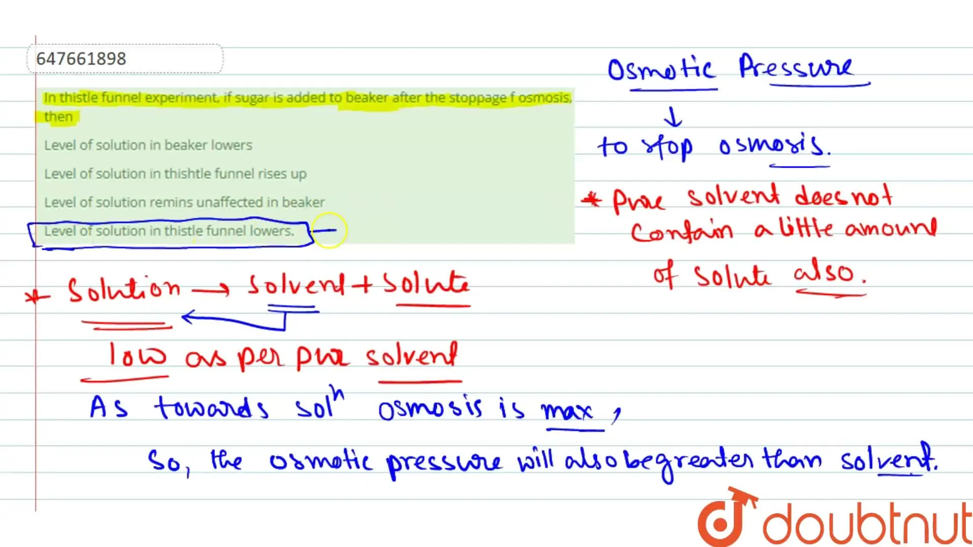 [Bengali Solution] Level of solution remins unaffected in beaker