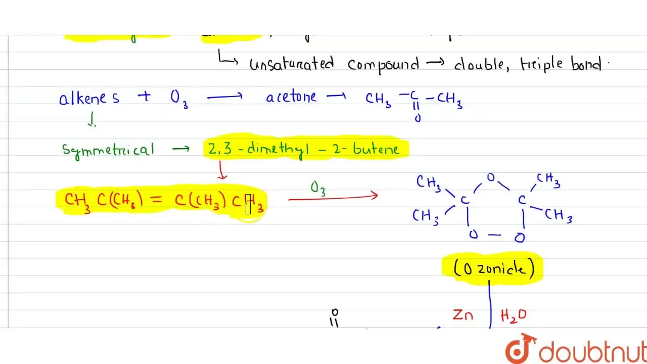 Odia Which Alkene On Ozonolysis Gives Acetone