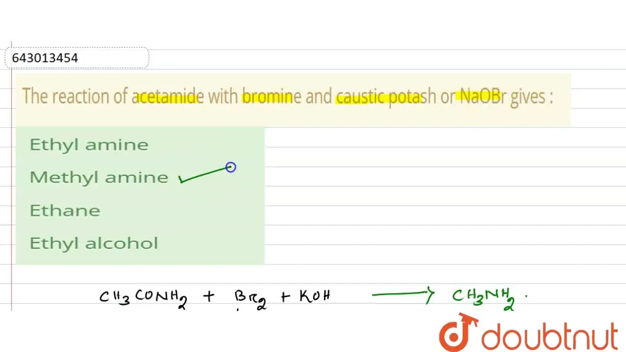 [Odia] The reaction of acetamide with bromine and caustic potash or Na