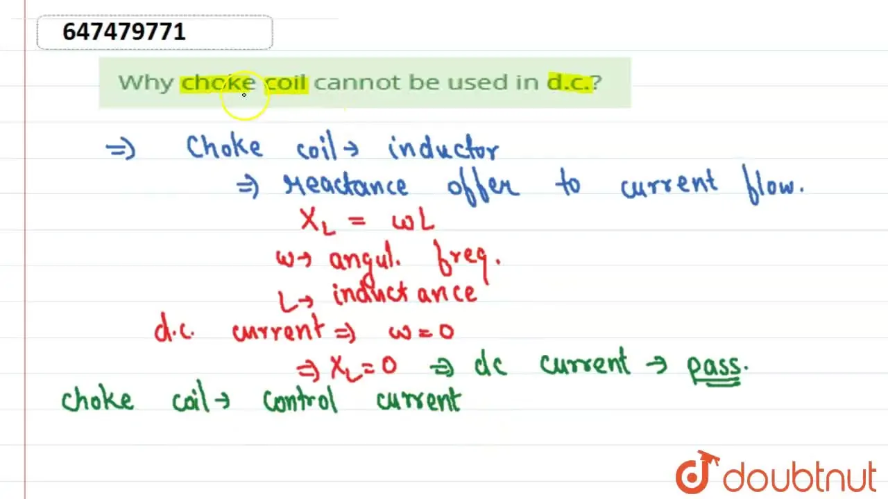 [Punjabi] Why choke coil cannot be used in d.c.?
