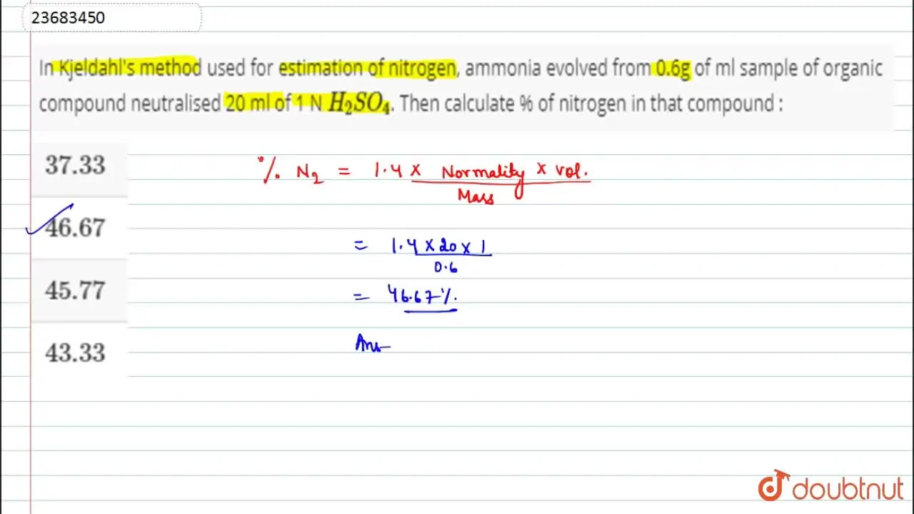 In Kjeldahl's method used for estimation of nitrogen, ammonia evolved
