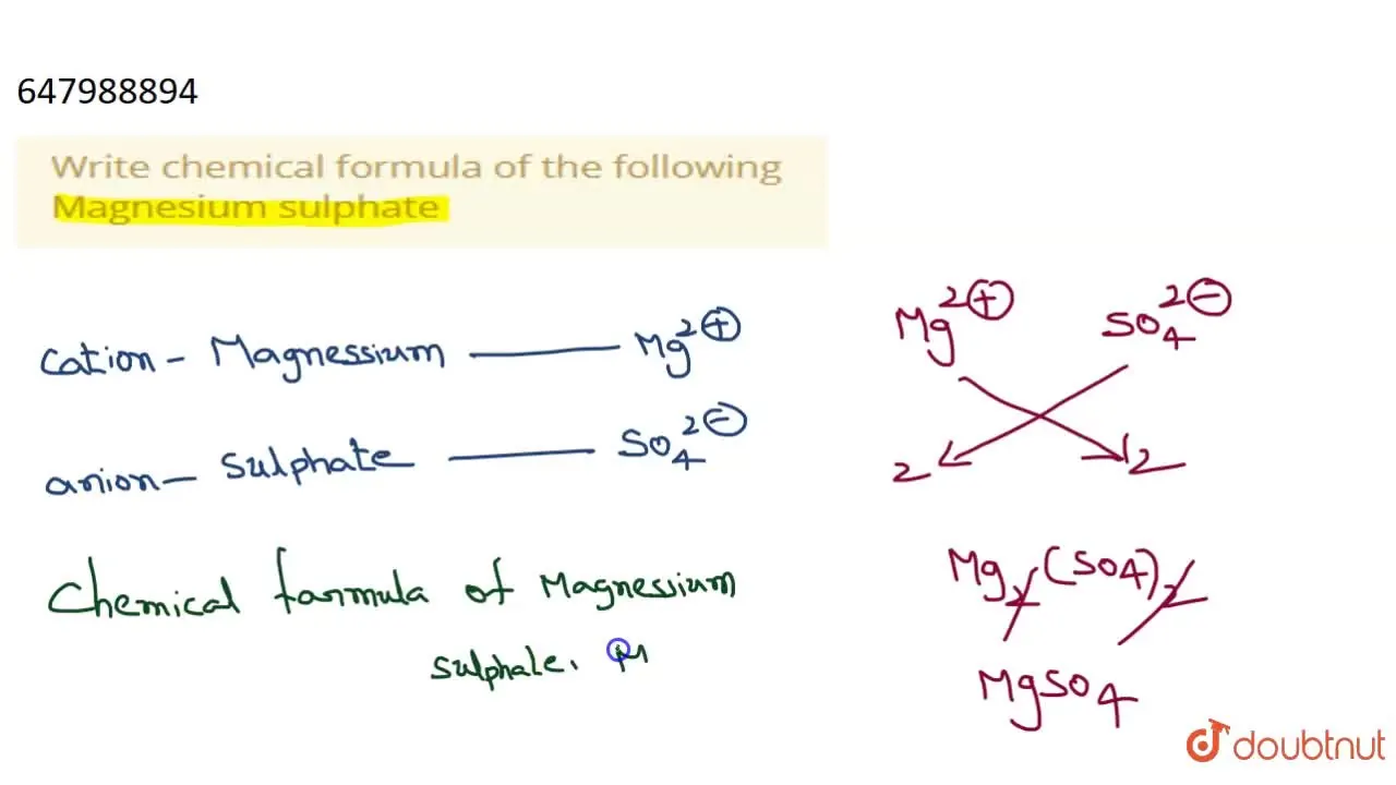 [Telugu] Write chemical formula of the following Magnesium sulphate