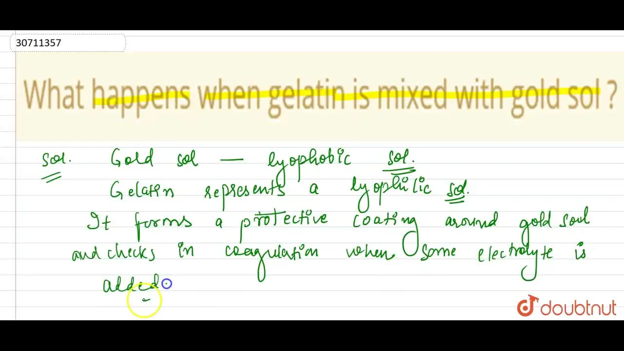 What happens when gelatin is mixed with gold sol