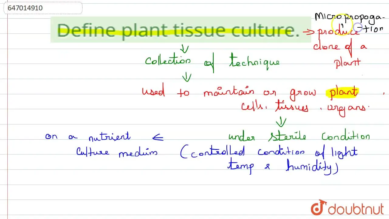 Define plant tissue culture.