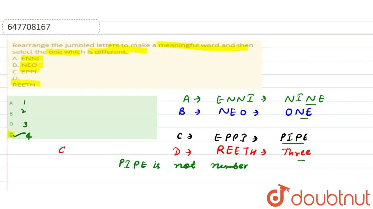 Rearrange the jumbled letters to make a meaningful word and then selec