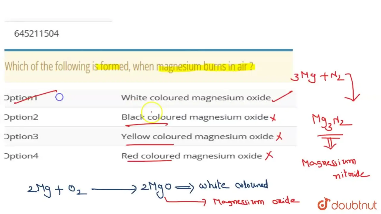 [Telugu] Which of the following is formed, when magnesium burns in air