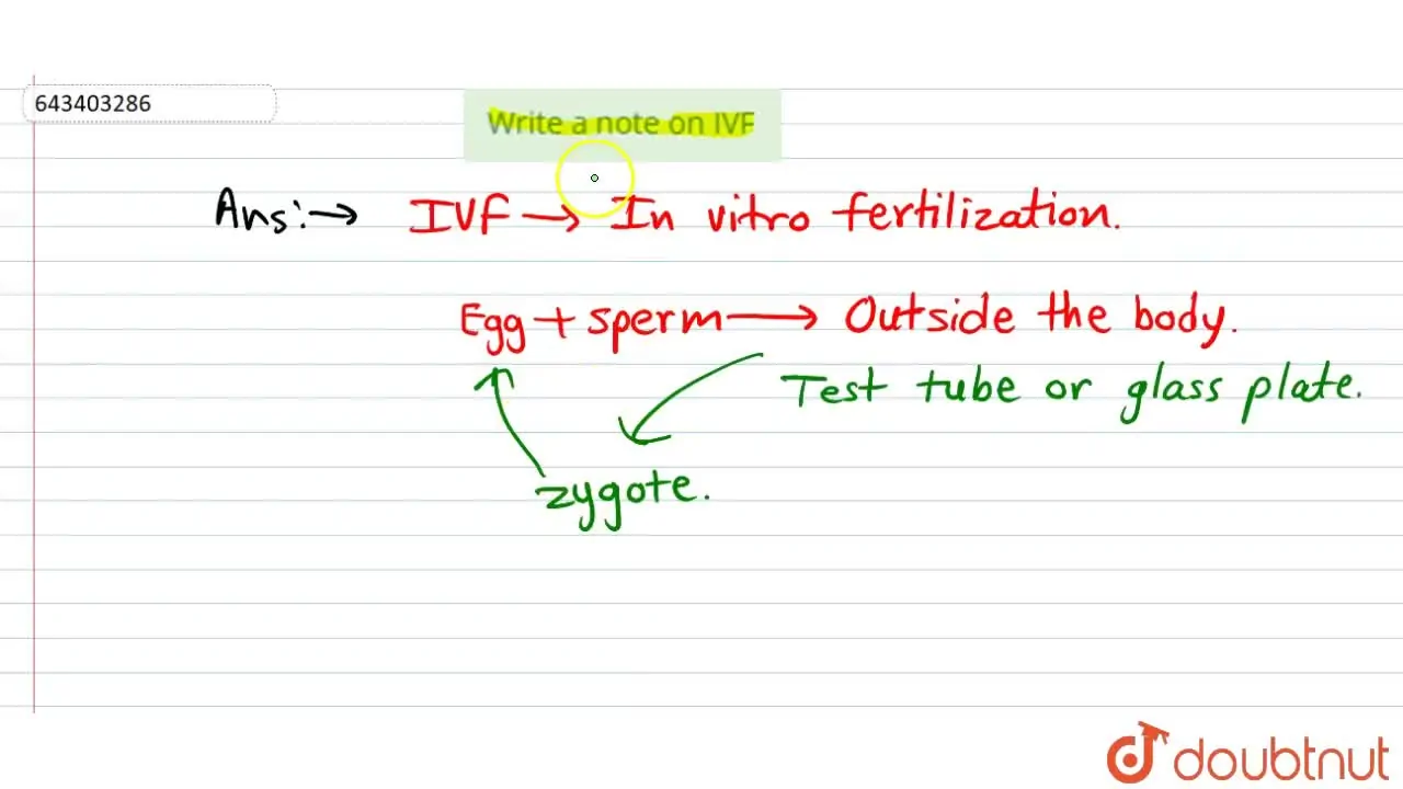 [Marathi] Write a note on IVF
