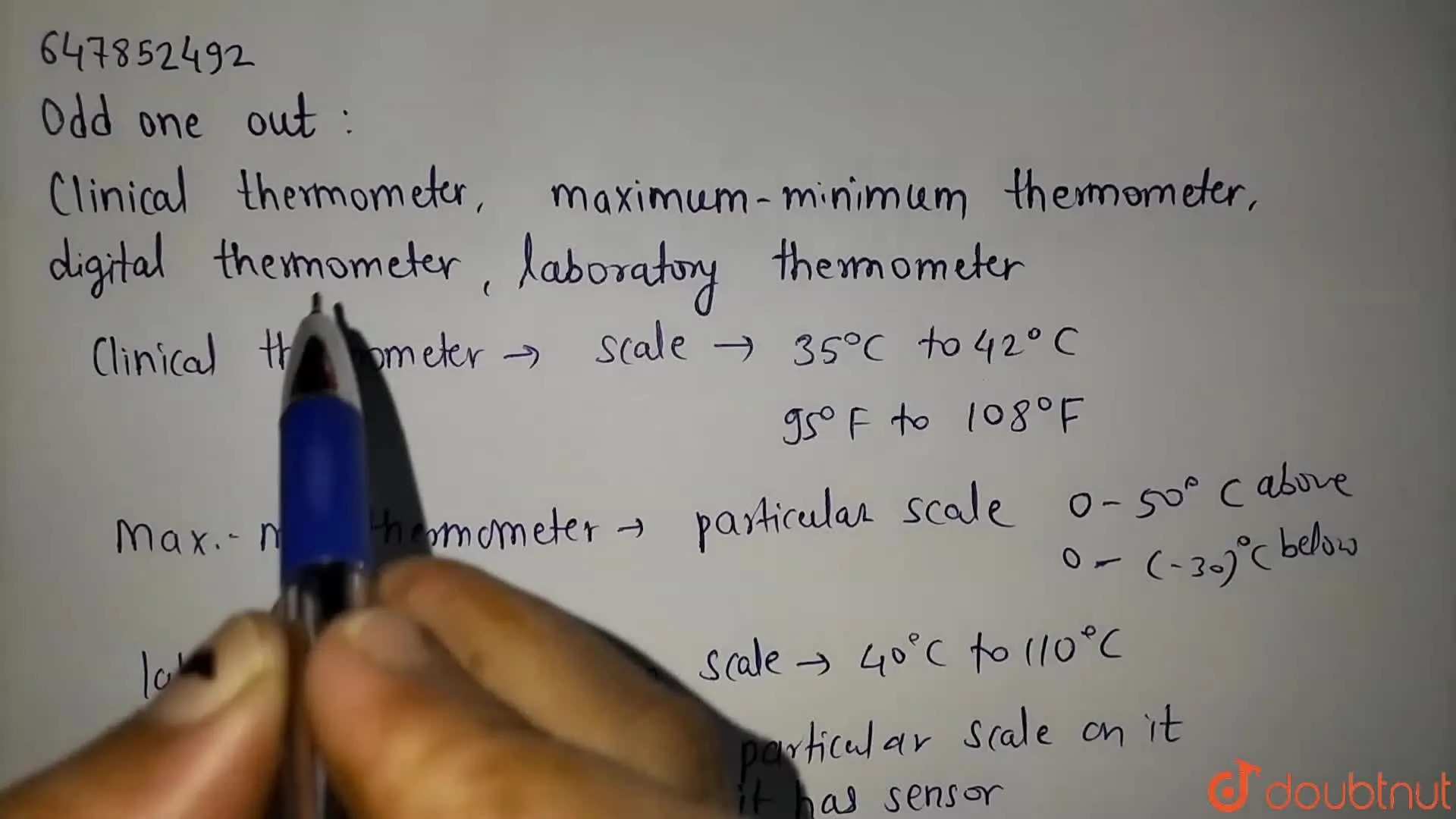 [Marathi] Odd one out Clinical thermometer , maximum minimum the