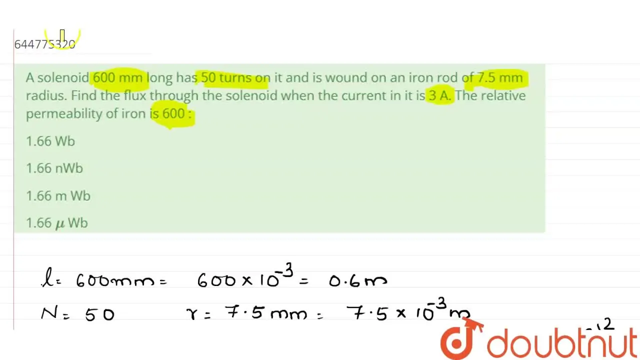 [Malayalam] A solenoid 600 mm long has 50 turns on it and is wound on