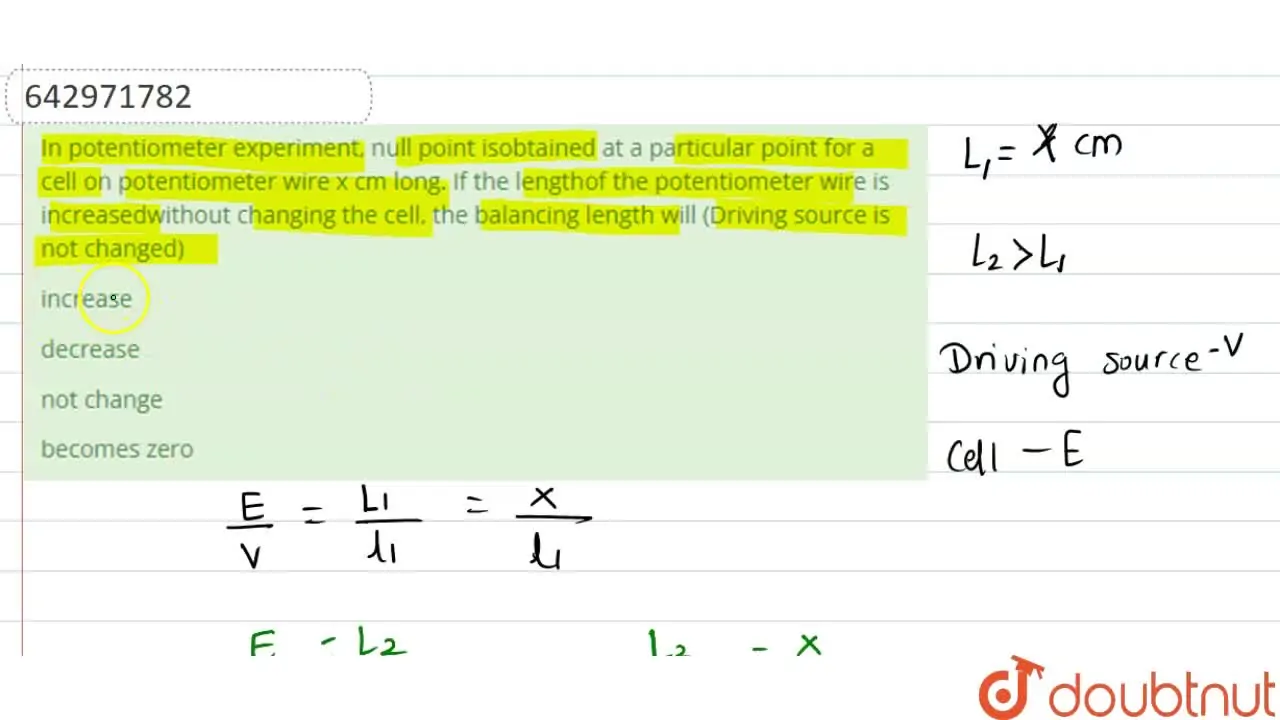 [Marathi] In potentiometer experiment, null point isobtained at a part