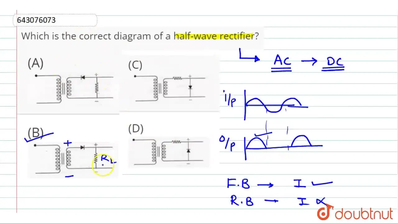 [Marathi] Which is the correct diagram of a halfwave rectifier?