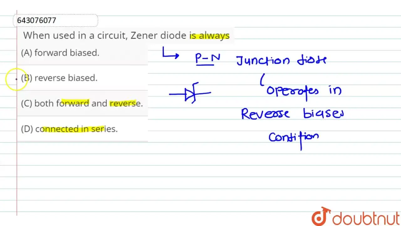 [Marathi] When used in a circuit, Zener diode is always