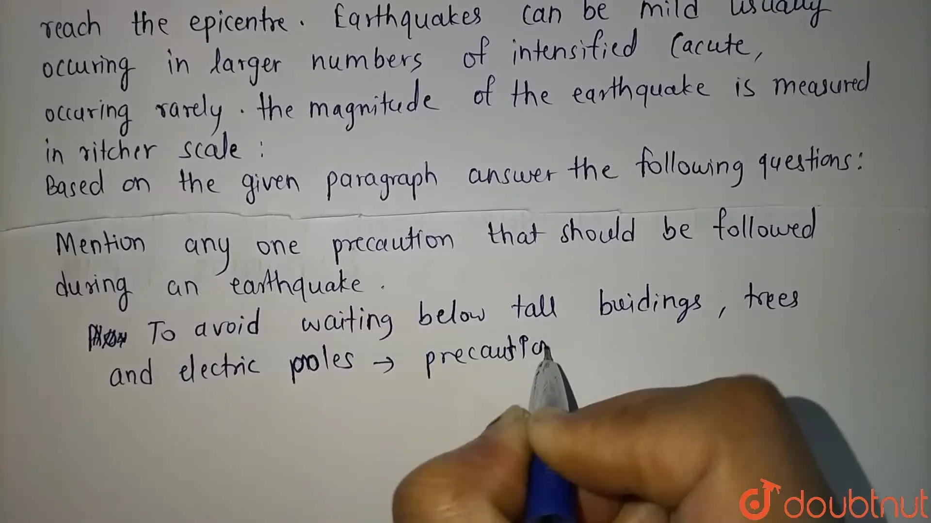 [Marathi] Questions based on paragraph : Earthquakes refers to sudde